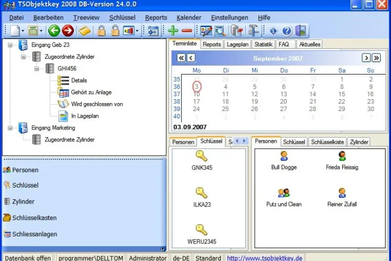 Schlüsselmanagement mit der Schlüsselverwaltung TSObjektkey 2008 Bild: Schlüsselmanagement mit der Schlüsselverwaltung TSObjektkey 2008