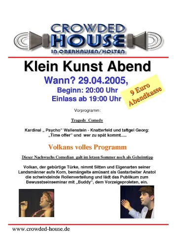 KleinKunstAbend in Oberhausen-Holten Bild: KleinKunstAbend in Oberhausen-Holten