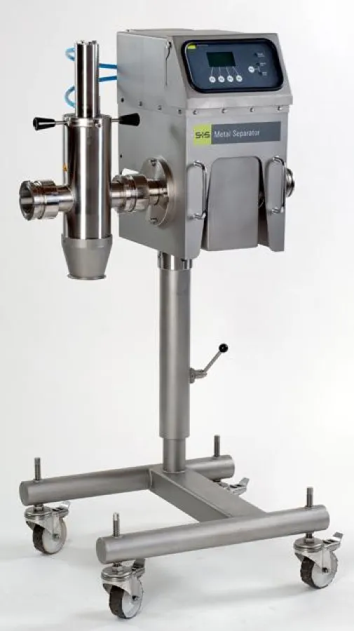 Der Metall-Separator LIQUISCAN wird auf einem fahrbaren, höhenverstellbaren Ständer geliefert.