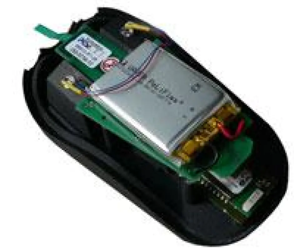 Sensorelektronik mit Akku und Bluetoothtransmitter.
