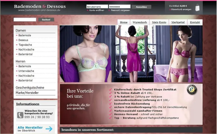 Bild: Onlineshop der Bademoden und Dessousinsel jetzt mit weiteren exklusiven Marken
