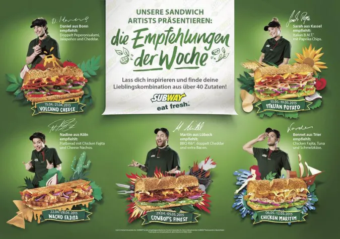 Bild: Subway Mitarbeiter präsentieren ihre Lieblings-Sub-Kreationen