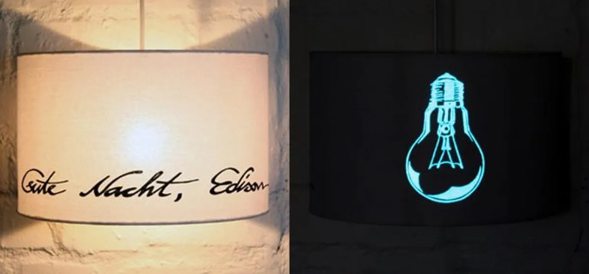Gute Nacht, Edison - Designlampenschirm von Ines Gebhard