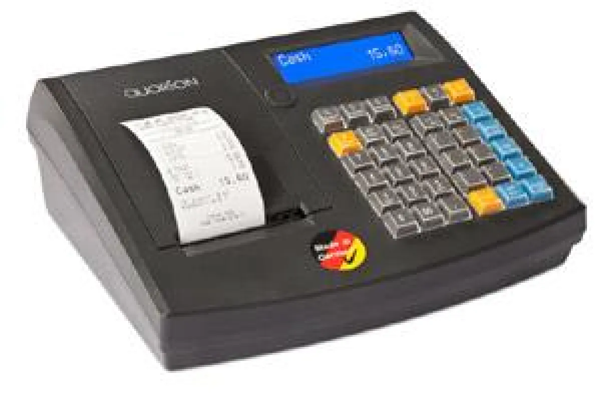 QMP50 - kleine Handelskasse mit grafischer LCD Anzeige, Easy-Load und externer Stromversorgung.