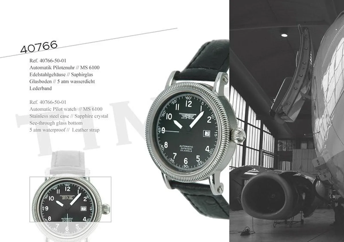 AVIATOR - 40766 - Klassiche Fliegeruhr mit mechanischem Werk.