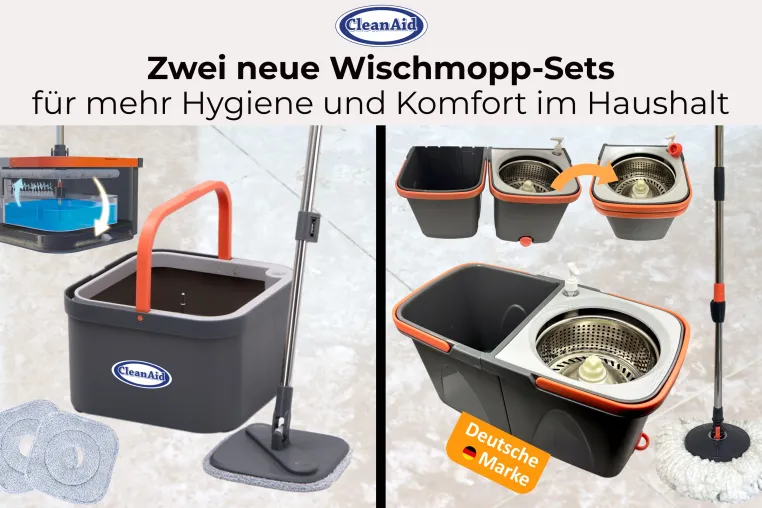 CleanAid erweitert Mop-Sortiment: Zwei neue Wischmopp-Sets für mehr Hygiene und Komfort im Haushalt Bild: CleanAid erweitert Mop-Sortiment: Zwei neue Wischmopp-Sets für mehr Hygiene und Komfort im Haushalt