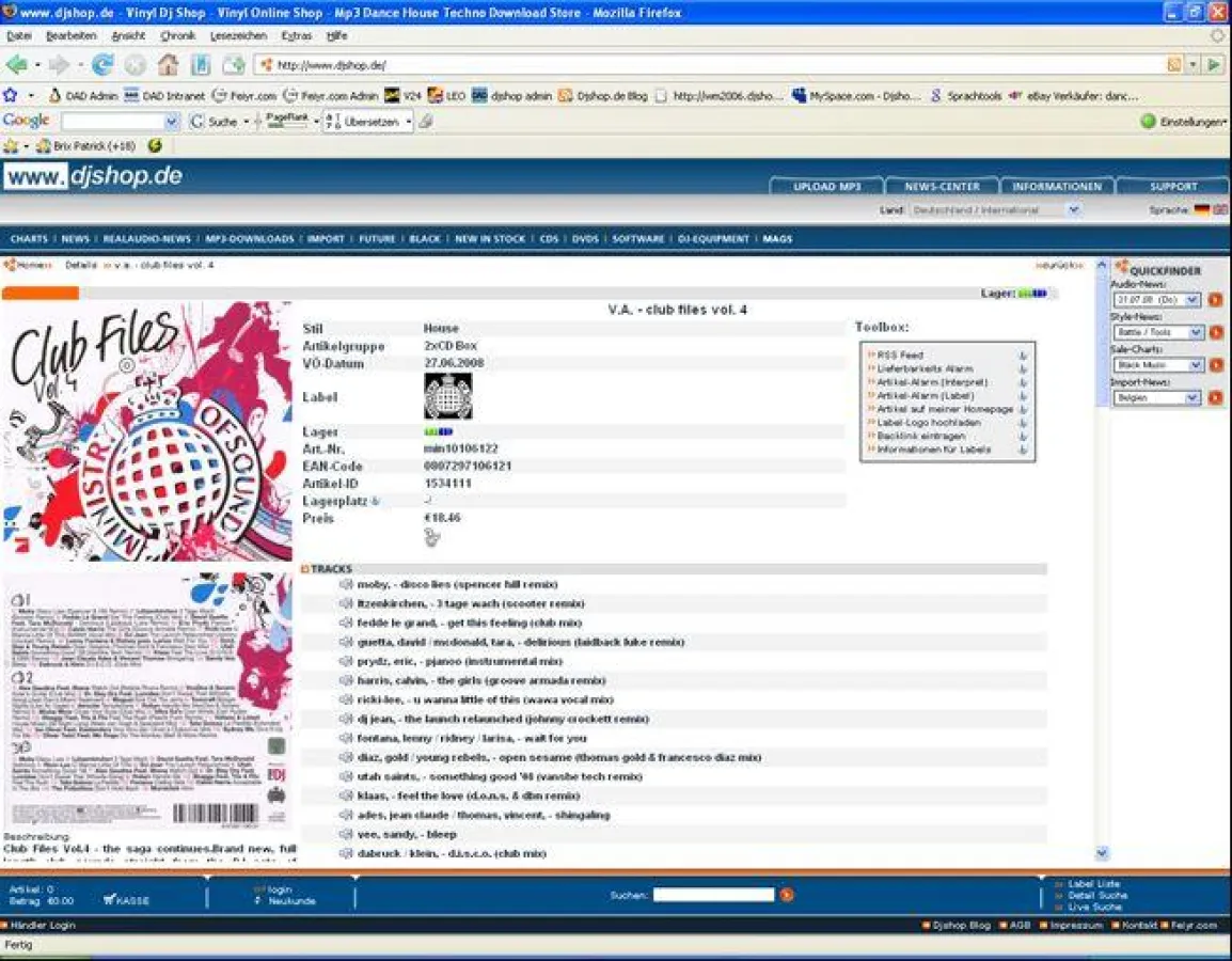 Screenshot: www.djshop.de - CD Seite