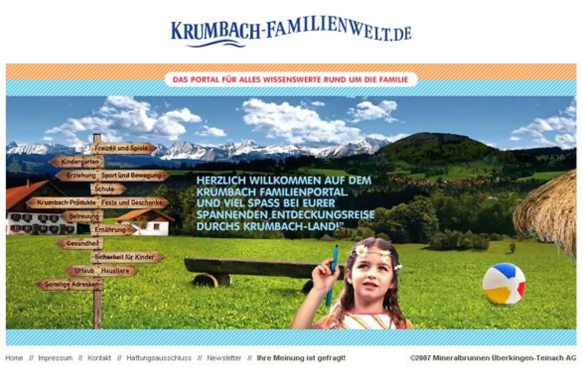 Die online Informationsquelle von Krumbach Mineralwasser sprudelt mit zahlreichen redaktionell aufbereiteten Tipps und weiterführenden Links zum Thema Familie.