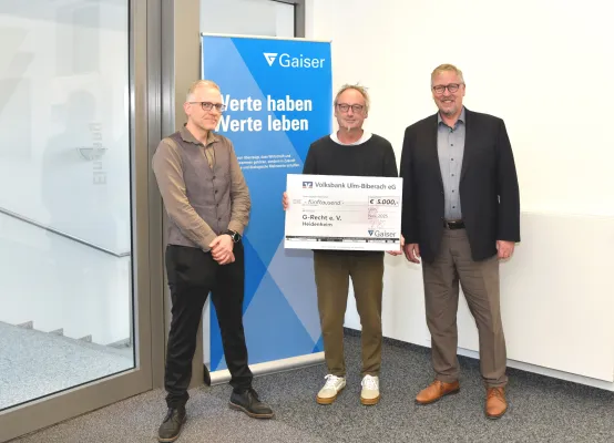 Bild: Julius Gaiser GmbH unterstützt G-Recht e.V. Heidenheim mit Weihnachtsspende über 5.000 Euro