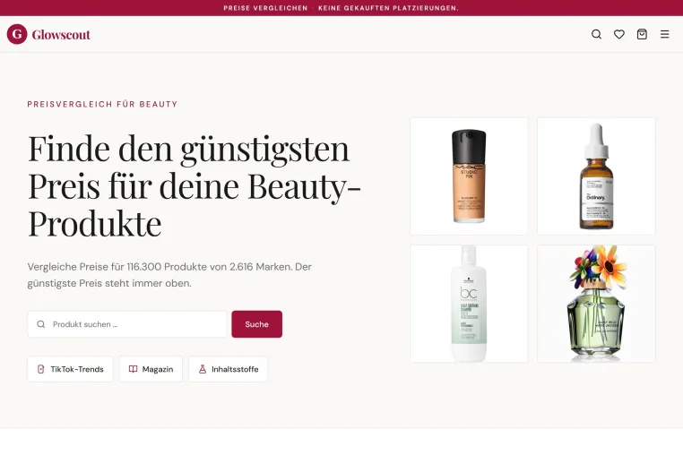 Bild: Glowscout startet in Deutschland: Beauty-Preisvergleich ohne gekaufte Platzierungen