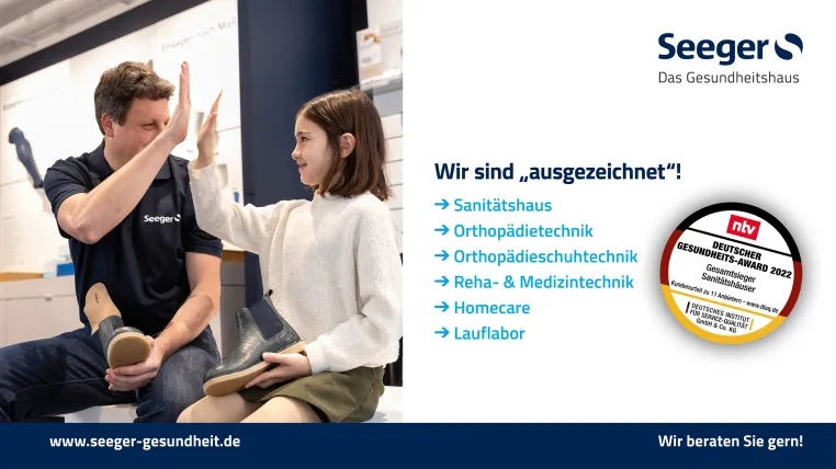 Deutscher Gesundheits-Award in der Kategorie Sanitätshaus geht an Seeger-Das Gesundheitshaus Bild: Deutscher Gesundheits-Award in der Kategorie Sanitätshaus geht an Seeger-Das Gesundheitshaus