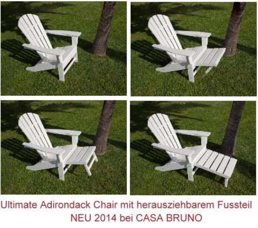 Casa Bruno Adirondack Deckchair mit ausziehbarem Fussteil, in 10 Farben