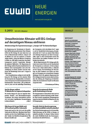 Bild: Überraschung geglückt: Bundesumweltminister Peter Altmaier will EEG-Umlage einfrieren