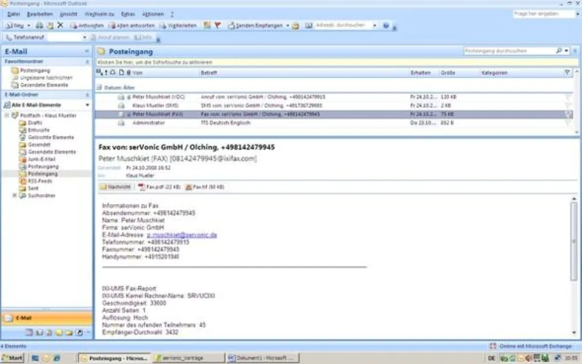serVonic IXI-UMS für den Mittelstand: KMUs nutzen Unified Messaging integriert in Windows Essential Business Server 2008