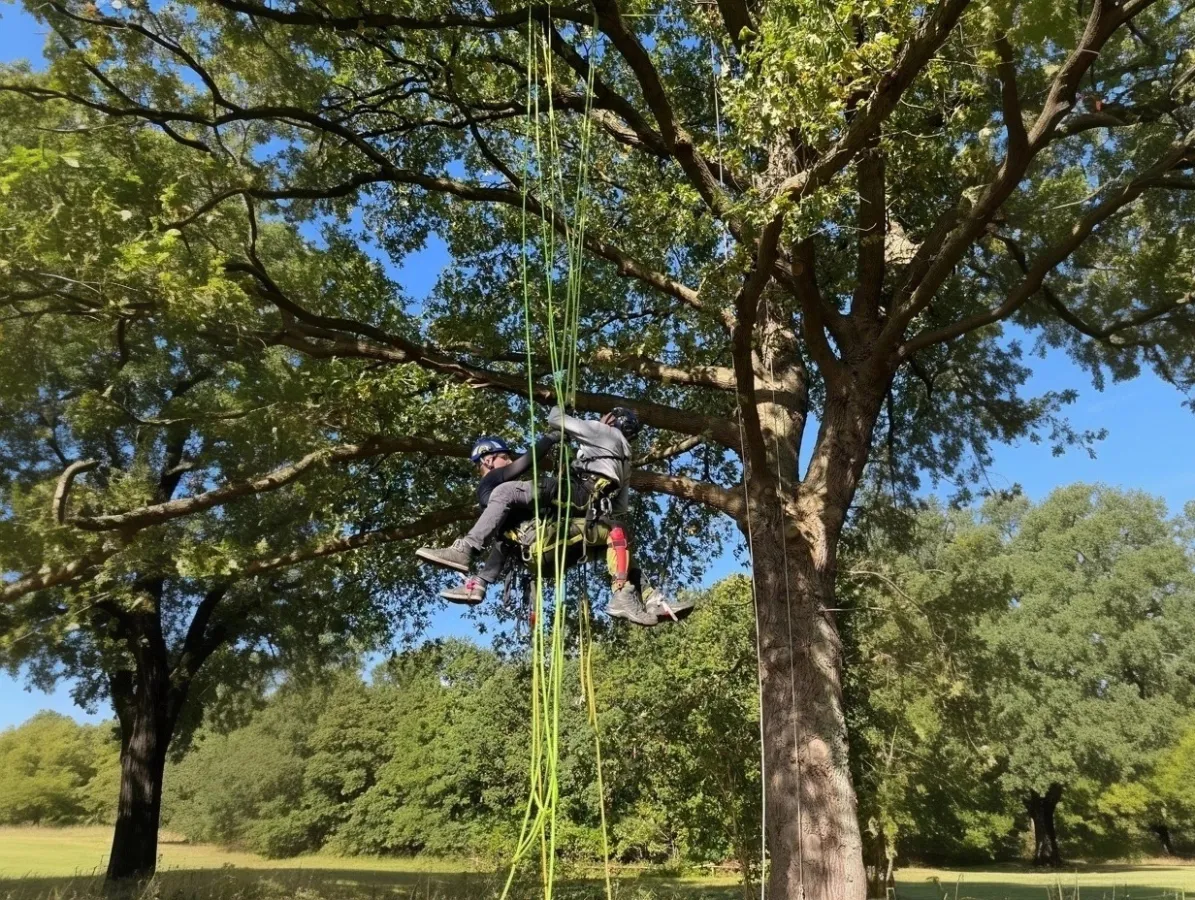 Baumpflege mit Hilder der Seilklettertechnik (© Baumpflege Sausen in Hamburg)
