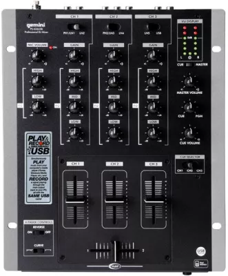 Gemini präsentiert neuen 3 Kanal Mixer PS-626USB mit USB Anschluss Bild: Gemini präsentiert neuen 3 Kanal Mixer PS-626USB mit USB Anschluss