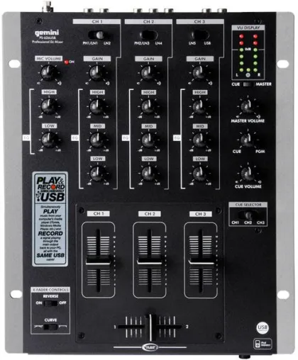 Gemini präsentiert neuen 3 Kanal Mixer PS-626USB mit USB Anschluss Bild: Gemini präsentiert neuen 3 Kanal Mixer PS-626USB mit USB Anschluss