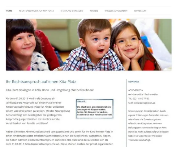 Kita Platz einklagen: Webseite informiert über Rechtsanspruch Bild: Kita Platz einklagen: Webseite informiert über Rechtsanspruch