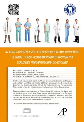 Kostenfreies Implantologie Coaching-Programm für junge Zahnmediziner Bild: Kostenfreies Implantologie Coaching-Programm für junge Zahnmediziner