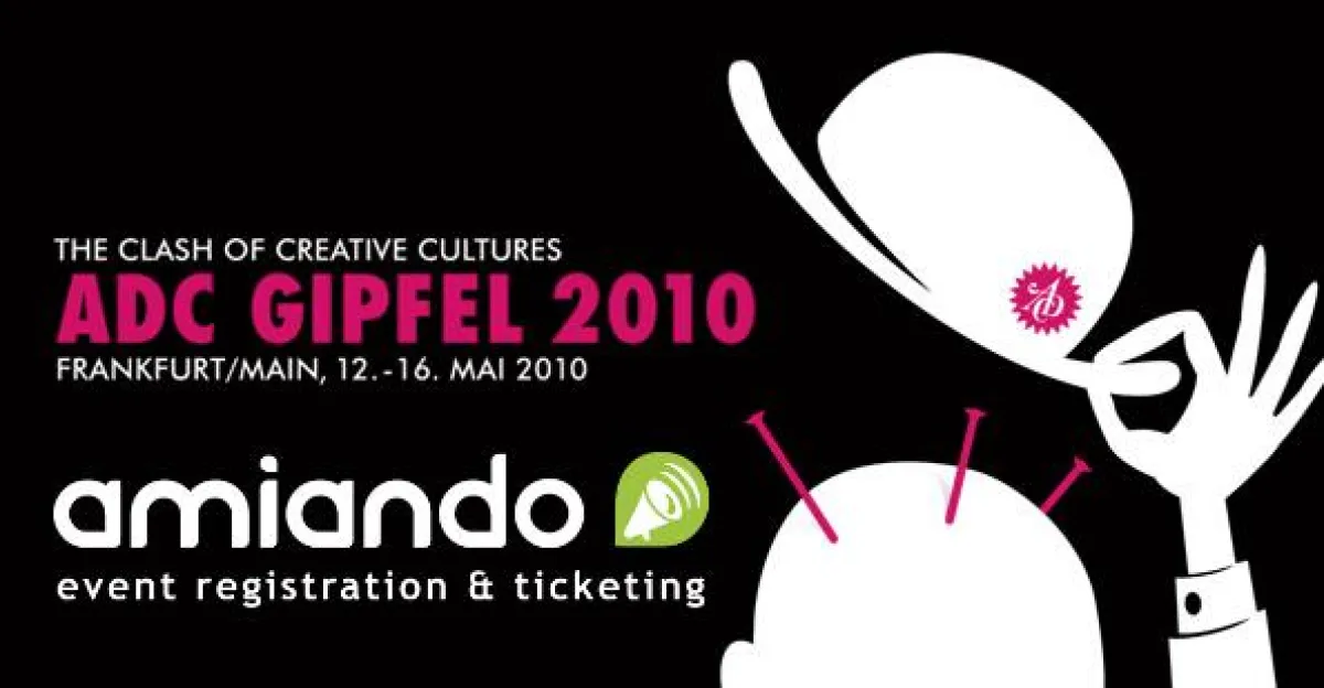 amiando (http://www.amiando.de), Europas führendes Online-Tool für Eventorganisation unterstützt als Ticket-Partner den Art Directors Club Gipfel 2010, der vom 12. bis 16. Mai in Frankfurt am Main sta