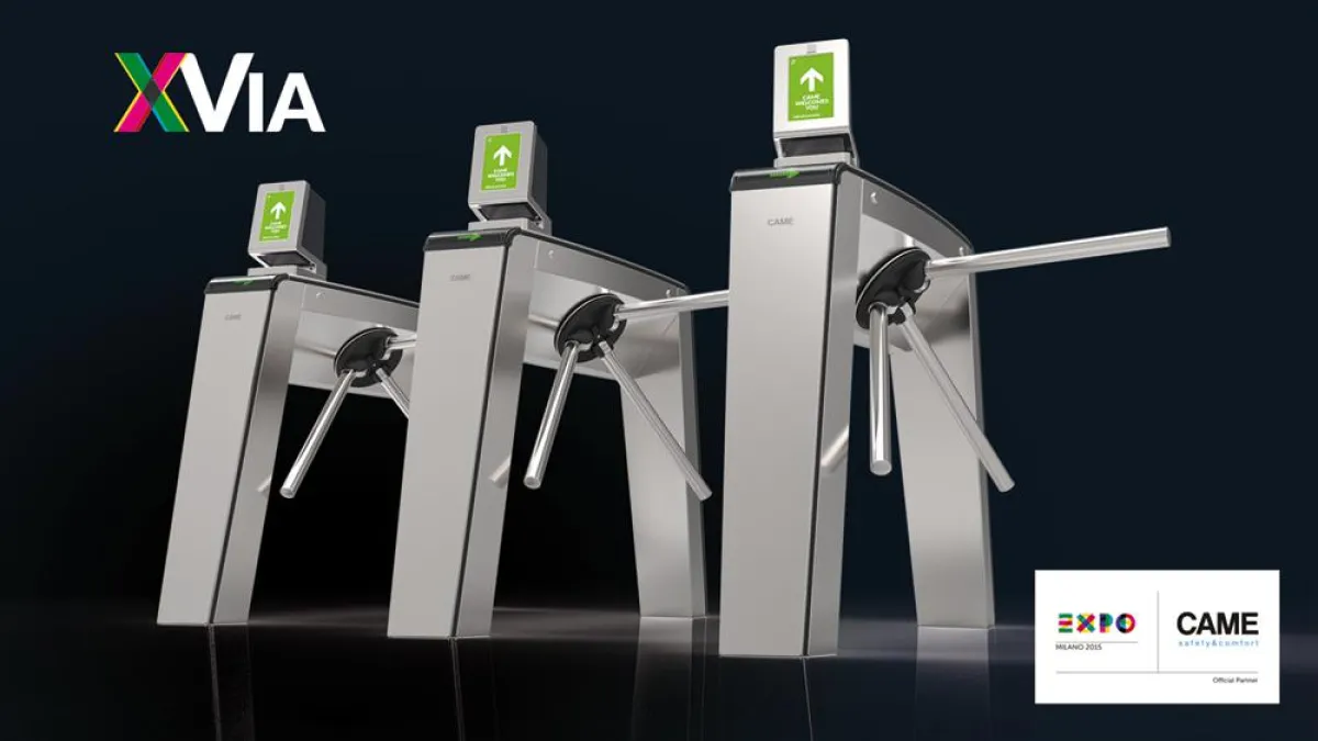 Motorisierte XVIA Drehsperre zur Zutrittskontrolle zum EXPO 2015 Gelände