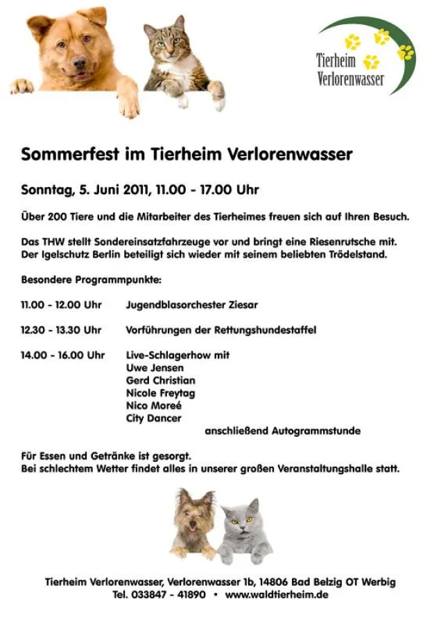 Sommerfest 2011 im Tierheim Verlorenwasser