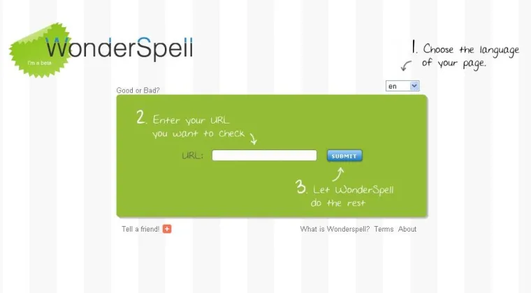 Bild: Rechtschreibprüfung einer Internetseite
