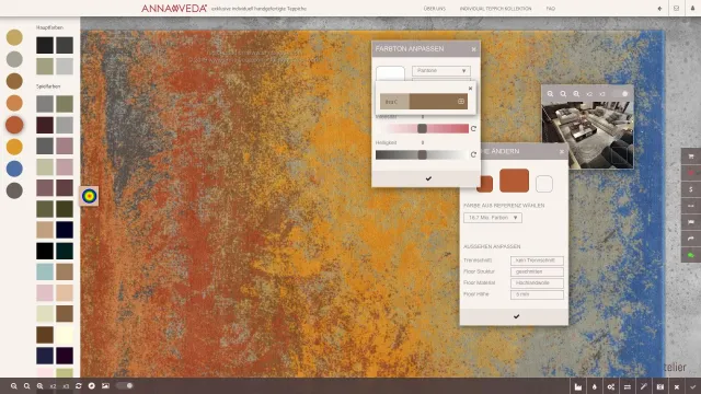Bild: handgefertigte individuelle Teppiche online kreiern, verändern, visualisieren und bestellen auf anna-veda.com