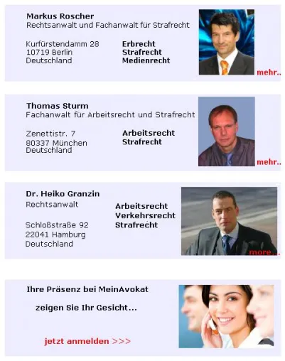 Das neue Anwaltsportal MeinAdvokat.de bietet Kanzleien und Rechtsanwälten eine hohe Aufmerksamkeit Bild: Das neue Anwaltsportal MeinAdvokat.de bietet Kanzleien und Rechtsanwälten eine hohe Aufmerksamkeit