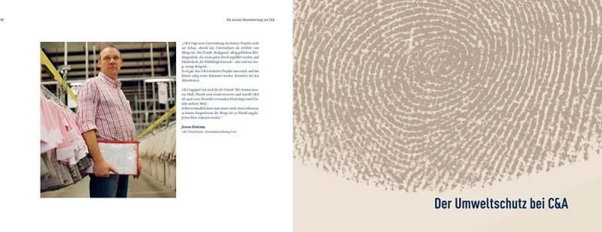 Titel und Rückseite des Nachhaltigkeitsberichts für C&A