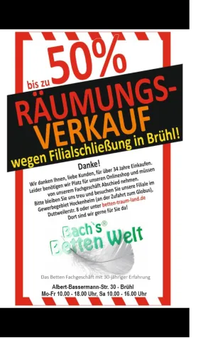 Bild: Räumungsverkauf Filialgeschäft in Brühl