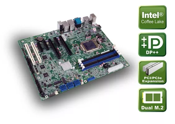 Bild: Industrielles Coffee Lake ATX Mainboard mit Dual Thunderbolt