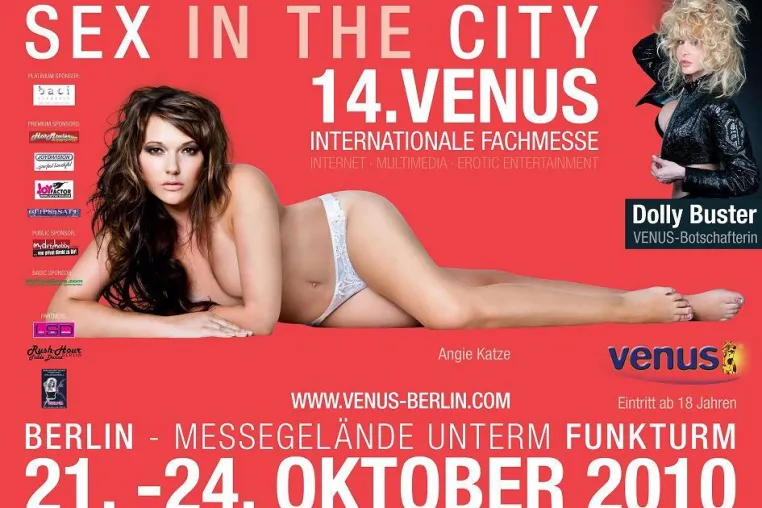 Bild: Plakatmotiv der 14. VENUS: Dolly Buster und Angie Katze