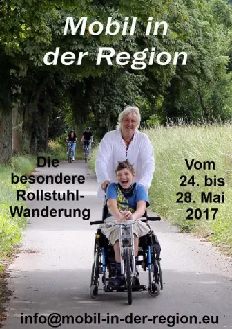 Rollstuhl-Wanderung vom EU-Mittelpunkt Bild: Rollstuhl-Wanderung vom EU-Mittelpunkt