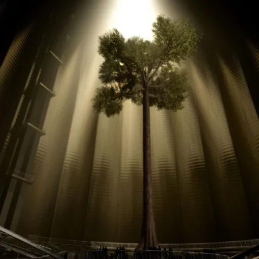 Magisch: Riesiger Urwaldbaum für den Gasometer Oberhausen Bild: Magisch: Riesiger Urwaldbaum für den Gasometer Oberhausen