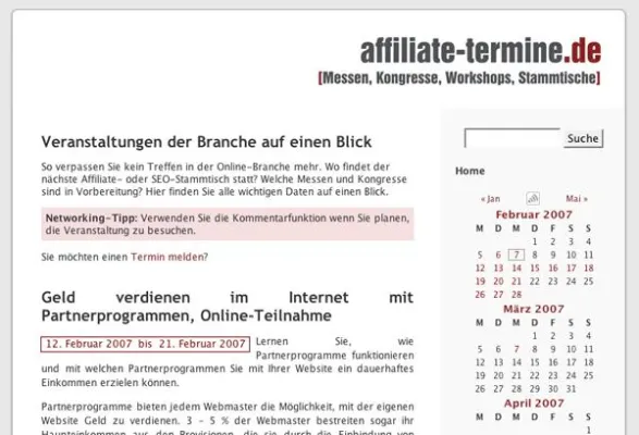 Bild: Affiliate-Termine.de: Veranstaltungskalender der Online-Branche