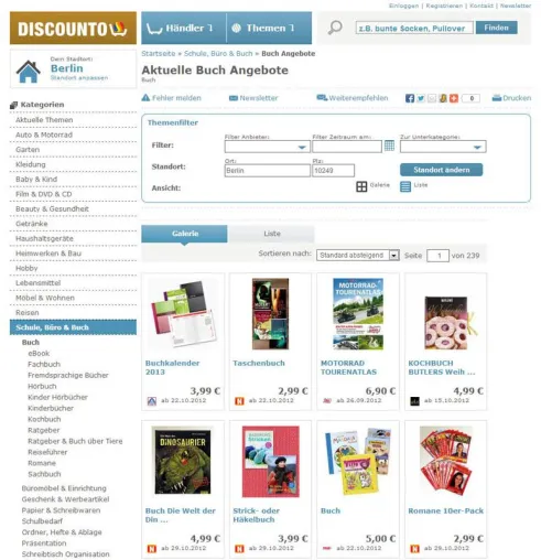 Bild: Buchhandlungen ganz neu auf DISCOUNTO.DE