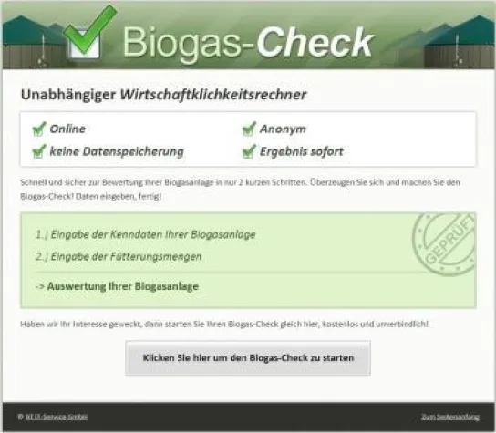 Bild: BIOGAS-Check: Anonym - Online - Unabhängig