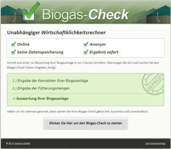 Bild: BIOGAS-Check: Anonym - Online - Unabhängig