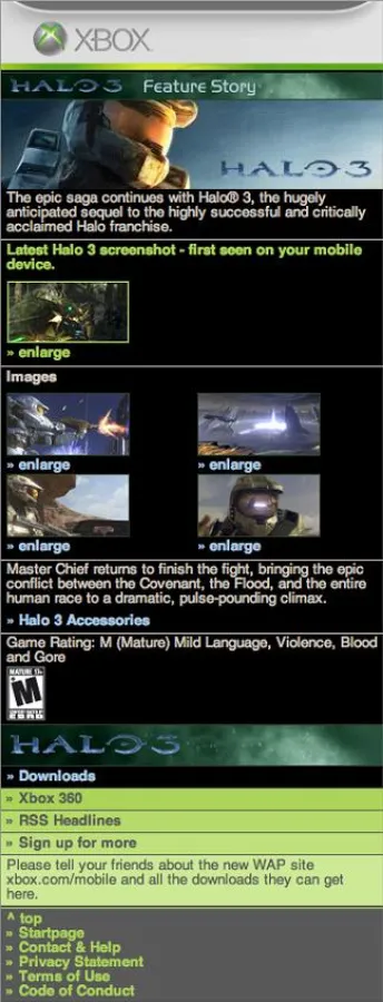 Screenshot Wap-Site Halo 3