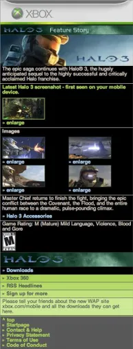 Mobile Webangebote der iconmobile group begleiten Rekordstart des Xbox Kultshooters Halo 3 in den USA Bild: Mobile Webangebote der iconmobile group begleiten Rekordstart des Xbox Kultshooters Halo 3 in den USA