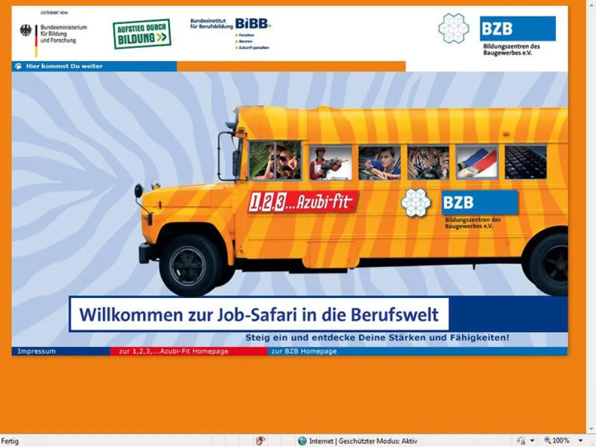 Die Startseite der BZB-Job-Safari: Schauen Sie mal rein!