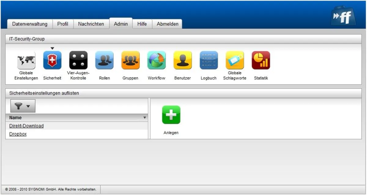 Administration von FolderFlex