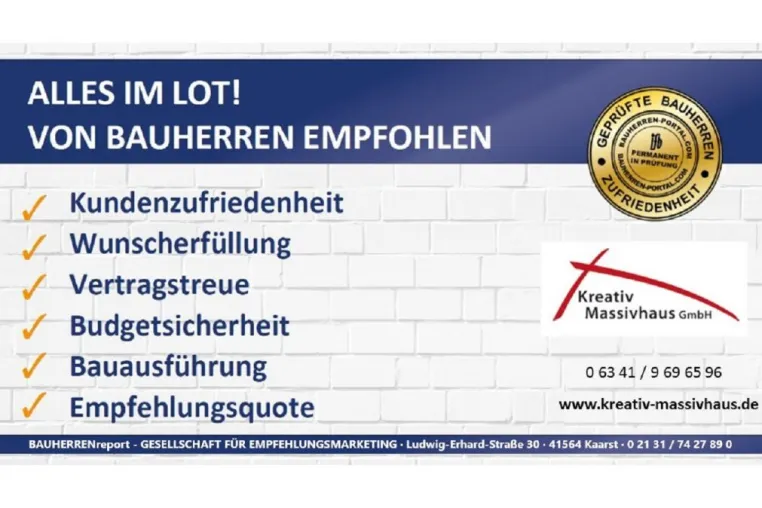 Bild: KREATIV MASSIVHAUS GMBH 2022 erneut für höchste Kundenorientierung ausgezeichnet