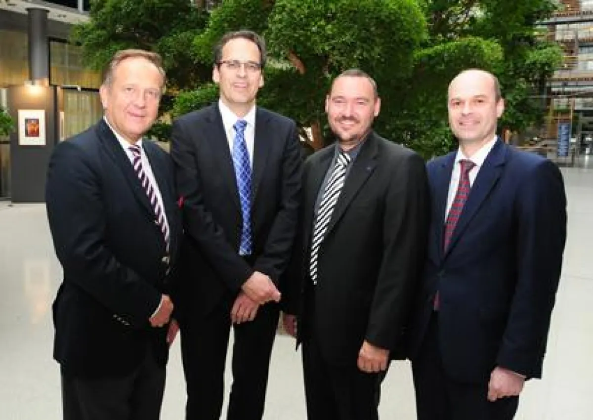 Prof. Dr. Georg Donat, Volker Bremer, Holm Retsch und Markus Geisenberger (v.l.) Quelle: Westend-PR