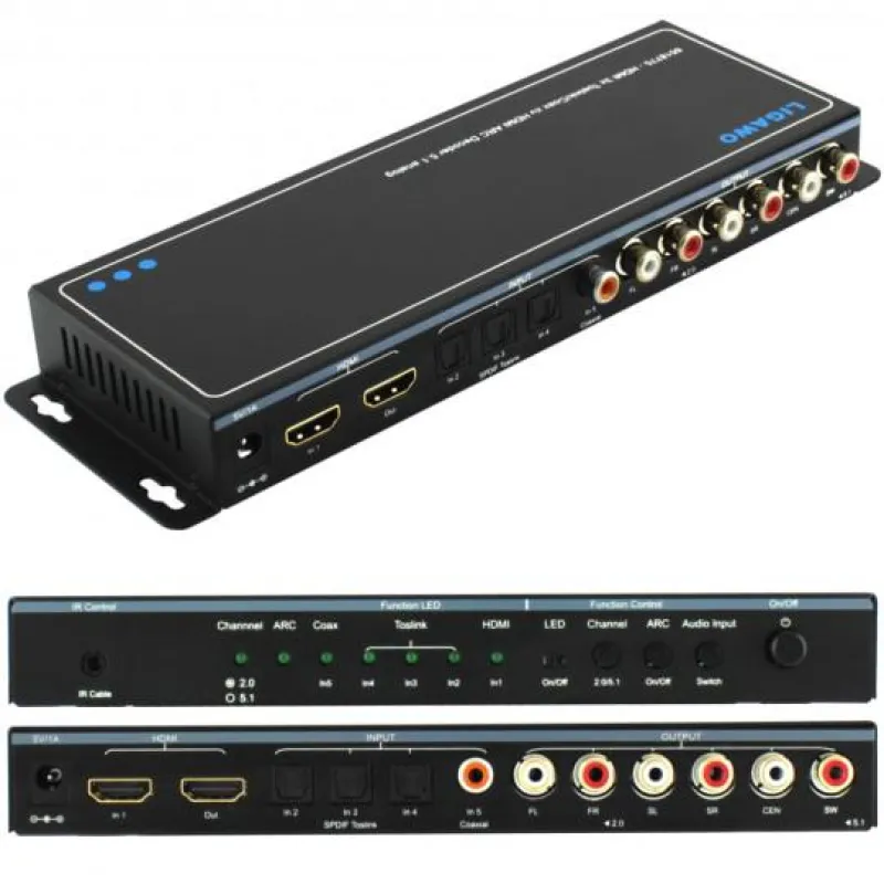 Ligawo ® 6518775 Audio & HDMI ARC Extractor/ Decoder zu analog 2.0/5.1
