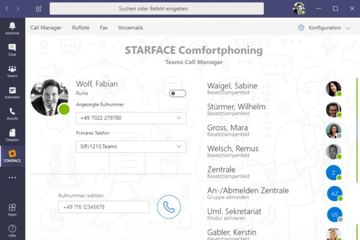 STARFACE Integration für Microsoft Teams: Neues Modul integriert UCC-Features in Microsoft Teams.