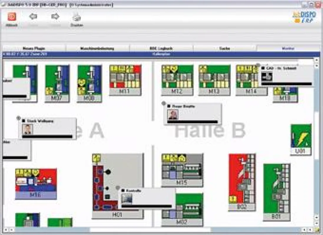 MDC Monitor mit Hallenplan für bessere Gesamtübersicht