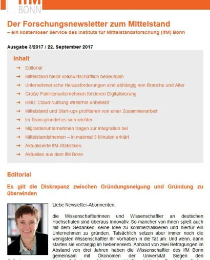 Bild: Was die Zukunft des Mittelstands sichert – jetzt im IfM-Forschungsnewsletter 3/17