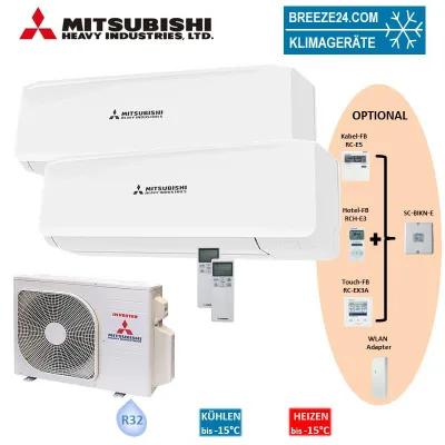 Bild: MITSUBISHI Heavy Klimaanlagen – Set SRK 25 ZS-W + SRK 35 ZS-W Wandgerät + SCM 45 ZS-W R32